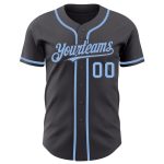 Custom Name and Number Baseball Jersey in Steel Gray Light Blue - Personalized Authentic Team Apparel Personalized Steel