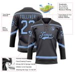 Custom Name Number Hockey Jersey Steel Gray Light Blue Black Lace Neck Team Personalized Personalized Steel Gray Light Blue-Black