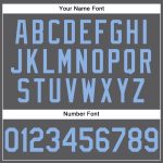 Custom Team Performance T-Shirt with Name and Number - Personalized Steel Gray Light Blue Design Personalized Steel Gray
