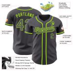 Custom Name and Number Baseball Jersey in Steel Gray and Neon Green - Authentic Team Gear Personalized Steel Gray Neon Green