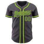 Custom Name and Number Baseball Jersey in Steel Gray and Neon Green - Authentic Team Gear Personalized Steel Gray Neon Green