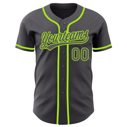 Custom Name and Number Baseball Jersey in Steel Gray and Neon Green - Authentic Team Gear Personalized Steel Gray Neon Green