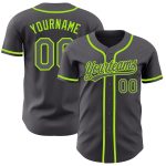 Custom Name and Number Baseball Jersey in Steel Gray and Neon Green - Authentic Team Gear Personalized Steel Gray Neon Green