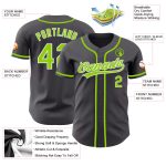 Custom Personalized Baseball Jersey - Steel Gray with Neon Green & White, Custom Name & Number Personalized Steel Gray Neon