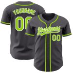 Custom Personalized Baseball Jersey - Steel Gray with Neon Green & White, Custom Name & Number Personalized Steel Gray Neon