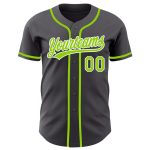 Custom Personalized Baseball Jersey - Steel Gray with Neon Green & White, Custom Name & Number Personalized Steel Gray Neon