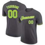 Custom Name and Number Performance T-Shirt in Steel Gray with Neon Green-White Details - Perfect for Teams Personalized Steel