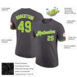 Custom Name and Number Performance T-Shirt in Steel Gray with Neon Green-White Details - Perfect for Teams Personalized Steel