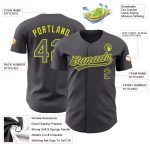 Custom Name and Number Authentic Baseball Jersey - Personalized Steel Gray and Neon Yellow Team Jersey Personalized Steel