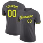 Custom Team Performance T-Shirt Personalized with Name and Number, Steel Gray and Neon Yellow Personalized Steel Gray Neon