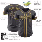 Custom Name and Number Authentic Baseball Jersey - Personalized Steel Gray and Old Gold Team Apparel Personalized Steel Gray