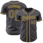 Custom Name and Number Authentic Baseball Jersey - Personalized Steel Gray and Old Gold Team Apparel Personalized Steel Gray