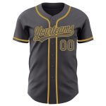 Custom Name and Number Authentic Baseball Jersey - Personalized Steel Gray and Old Gold Team Apparel Personalized Steel Gray