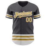 Custom Name Number Baseball Jersey - Steel Gray Old Gold White Line Authentic Team Jersey Personalized Steel Gray Old Gold-White