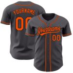 Custom Name and Number Baseball Jersey - Personalized Steel Gray Orange-Black Authentic Team Apparel Personalized Steel Gray