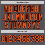 Custom Team Performance T-Shirt with Name & Number in Steel Gray, Orange & Black - Personalized Sportswear Personalized Steel