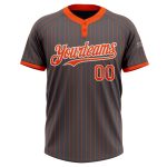 Custom Name Number Unisex Softball Jersey Steel Gray Orange Pinstripe Two-Button | Personalized Team Apparel Personalized