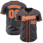 Custom Personalized Baseball Jersey - Authentic Steel Gray with Orange-White - Team Name & Number Personalized Steel Gray