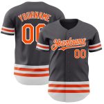 Custom Authentic Baseball Jersey Personalized with Name and Number - Steel Gray with Orange and White Lines Personalized