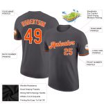 Custom Team Performance T-Shirt with Personalized Name and Number - Steel Gray Orange-White Personalized Steel Gray Orange-White