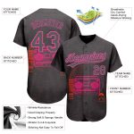 Custom Name & Number Baseball Jersey, 3D Pattern Design, Steel Gray & Pink, Music Festival, Old School Style Personalized