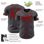 Custom Name and Number Baseball Jersey - Personalized Gray Red-Black Authentic Team Jersey Personalized Steel Gray Red-Black