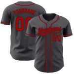 Custom Name and Number Baseball Jersey - Personalized Gray Red-Black Authentic Team Jersey Personalized Steel Gray Red-Black
