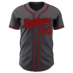 Custom Name and Number Baseball Jersey - Personalized Gray Red-Black Authentic Team Jersey Personalized Steel Gray Red-Black