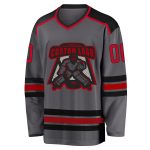 Custom Steel Gray Red-Black Hockey Jersey with Personalized Name and Number - Team Apparel Personalized Steel Gray Red-Black