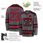 Custom Steel Gray Red-Black Hockey Jersey with Personalized Name and Number - Team Apparel Personalized Steel Gray Red-Black