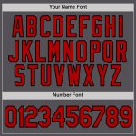 Custom Name and Number Performance T-Shirt in Steel Gray and Red-Black for Teams Personalized Steel Gray Red-Black Performance