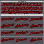 Custom Name and Number Performance T-Shirt in Steel Gray and Red-Black for Teams Personalized Steel Gray Red-Black Performance