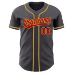 Custom Name Number Baseball Jersey - Personalized Steel Gray Red-Old Gold Team Style Personalized Steel Gray Red-Old Gold