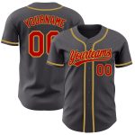 Custom Name Number Baseball Jersey - Personalized Steel Gray Red-Old Gold Team Style Personalized Steel Gray Red-Old Gold