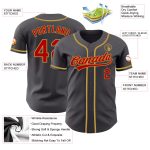 Custom Name Number Baseball Jersey - Personalized Steel Gray Red-Old Gold Team Style Personalized Steel Gray Red-Old Gold