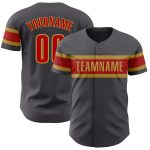 Personalized Authentic Baseball Jersey in Steel Gray and Red-Old Gold Personalized Steel Gray Red-Old Gold Authentic Baseball