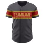 Personalized Authentic Baseball Jersey in Steel Gray and Red-Old Gold Personalized Steel Gray Red-Old Gold Authentic Baseball