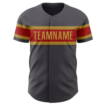 Personalized Authentic Baseball Jersey in Steel Gray and Red-Old Gold Personalized Steel Gray Red-Old Gold Authentic Baseball