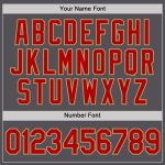 Custom Personalized Performance T-Shirt with Team Name and Number - Steel Gray Red-Old Gold Color Personalized Steel Gray