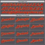 Custom Personalized Performance T-Shirt with Team Name and Number - Steel Gray Red-Old Gold Color Personalized Steel Gray