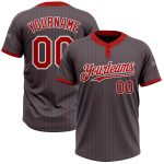 Custom Name Number Softball Jersey - Personalized Unisex White Red Pinstripe Steel Gray Two-Button Design Personalized Steel