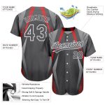 Custom Name and Number 3D Pattern Baseball Jersey - Personalized Steel Gray Red-White Abstract Sport Design Personalized