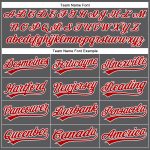 Custom Name and Number Baseball Jersey in Steel Gray with Red-White Accents - Authentic Team Apparel Personalized Steel Gray