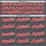 Custom Name and Number Authentic Baseball Jersey in Steel Gray with Red-White Line Personalized Steel Gray Red-White Line