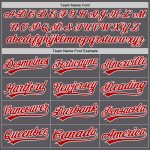 Custom Team Name and Number Steel Gray Red-White Performance Golf Polo Shirt Personalized Steel Gray Red-White Performance
