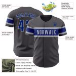 Personalized Steel Gray Baseball Jersey - Authentic Royal-Gray Design Personalized Steel Gray Royal-Gray Authentic Baseball