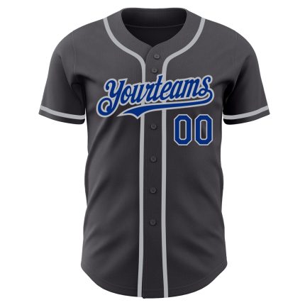 Personalized Custom Name and Number Gray Authentic Baseball Jersey - Steel Gray Team Jersey Personalized Steel Gray Royal-Gray