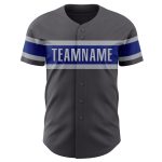 Personalized Steel Gray Baseball Jersey - Authentic Royal-Gray Design Personalized Steel Gray Royal-Gray Authentic Baseball