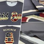 Custom Name and Number Vintage USA Flag T-Shirt - Steel Gray Cream Performance Tee Personalized Steel Gray Vintage USA Flag-City