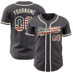 Custom steel gray and cream vintage USA flag baseball jersey